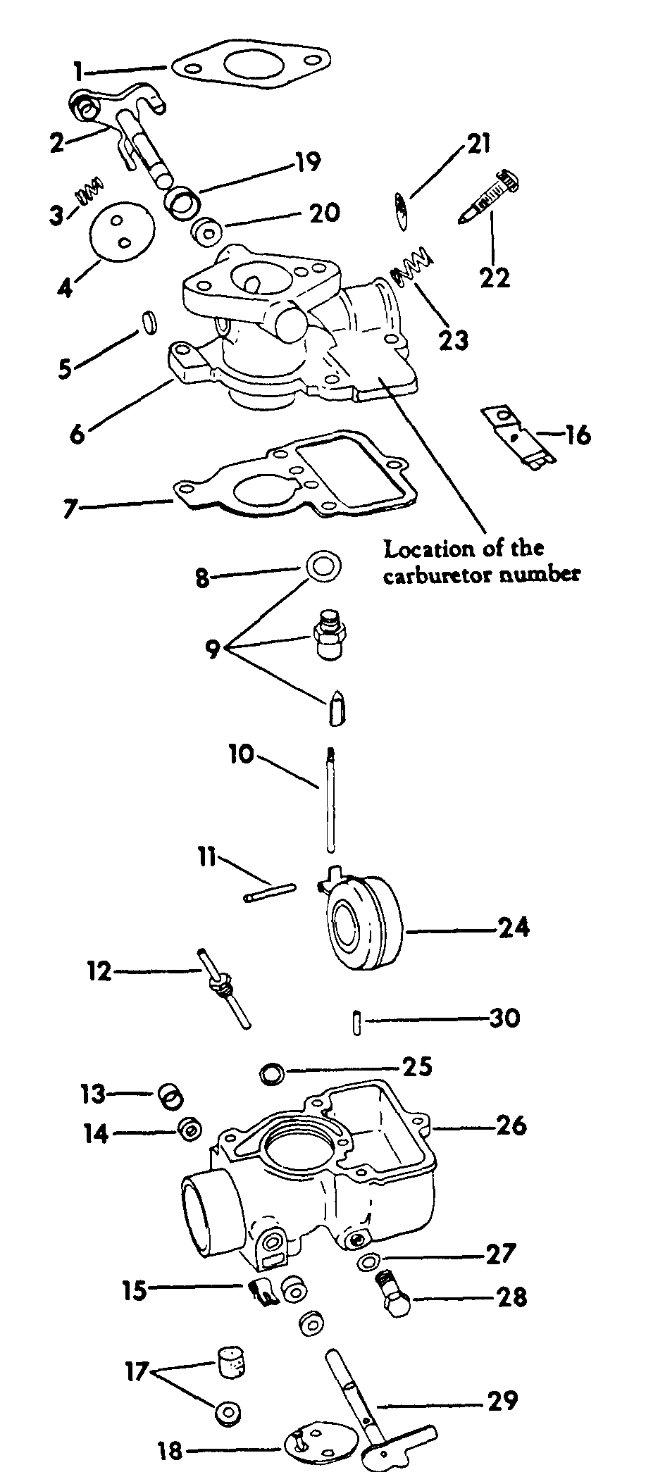 Carburetor Diagram and Parts List for CUB154  Cub Cadet Lawn Tractor